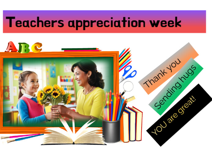 White Joyful Teachers Appreciation Week  Postcard template