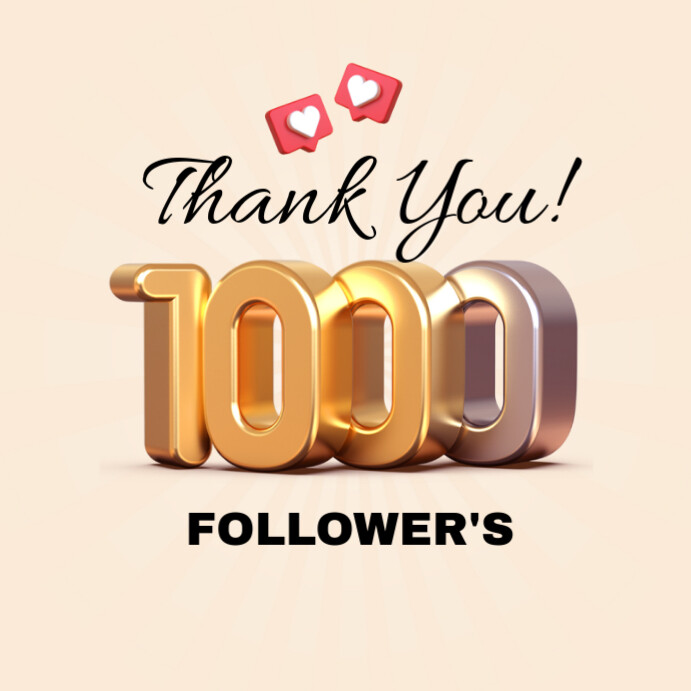 Copy of White Joyful Thank You 1000 Instagram Post | PosterMyWall