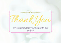 White Joyful Thank You Card  A6 template