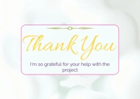 White Joyful Thank You Card  A6 template