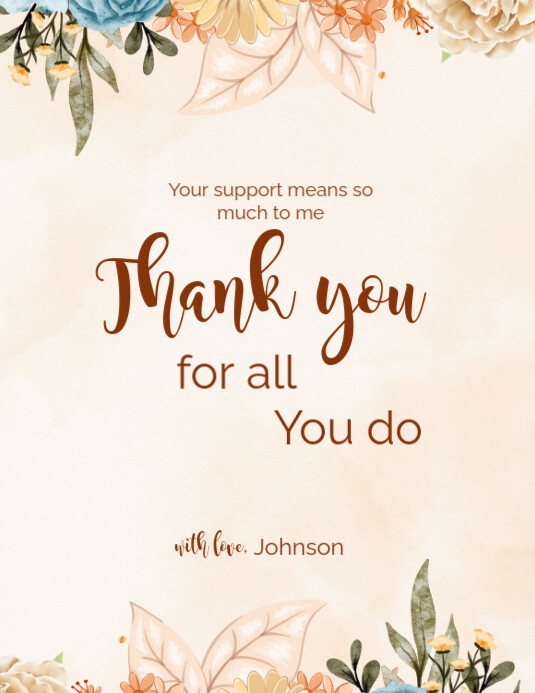 White Joyful Thank You Card Flyer (us Letter) Template | PosterMyWall