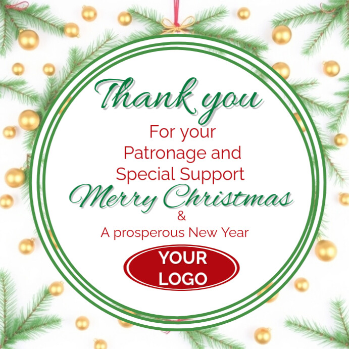 Copy of White Joyful Thank You Christmas Card Instagram Post | PosterMyWall