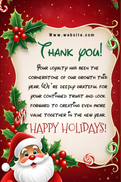 Copy of White Joyful Thank You Christmas Note Poster | PosterMyWall