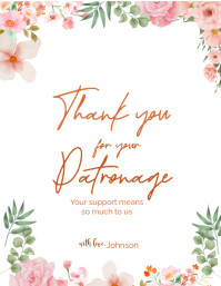 White Typographic Thank You For Your Patronage Flyer (us Letter ...