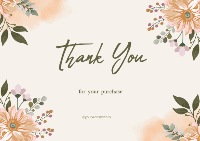 White Joyful Thank You For Your Purchase A4 Template | PosterMyWall