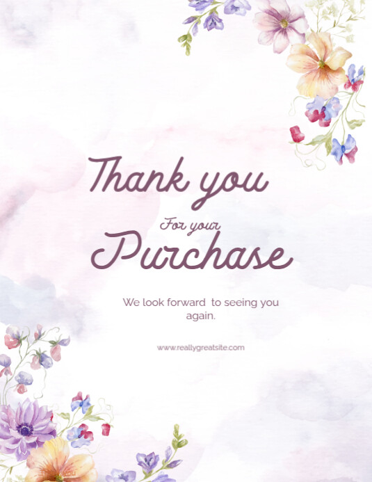 Copy of White Joyful Thank You For Your Purchase Flyer (us Letter ...