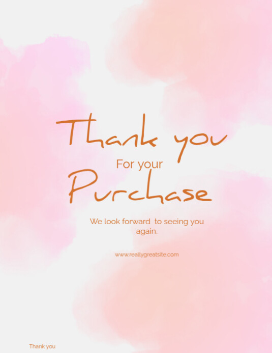 White Joyful Thank You For Your Purchase Flyer (us Letter) Template ...
