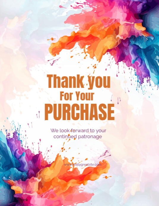 Copy of White Joyful Thank You For Your Purchase Flyer (us Letter ...