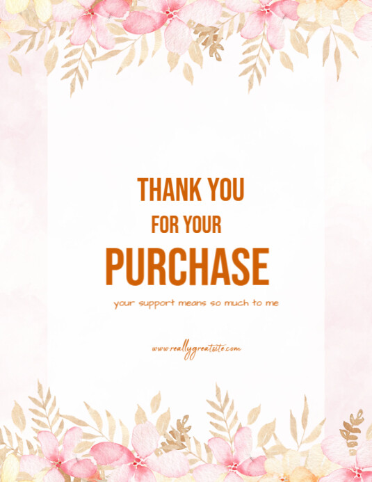 White Joyful Thank You For Your Purchase Flyer (us Letter) Template ...