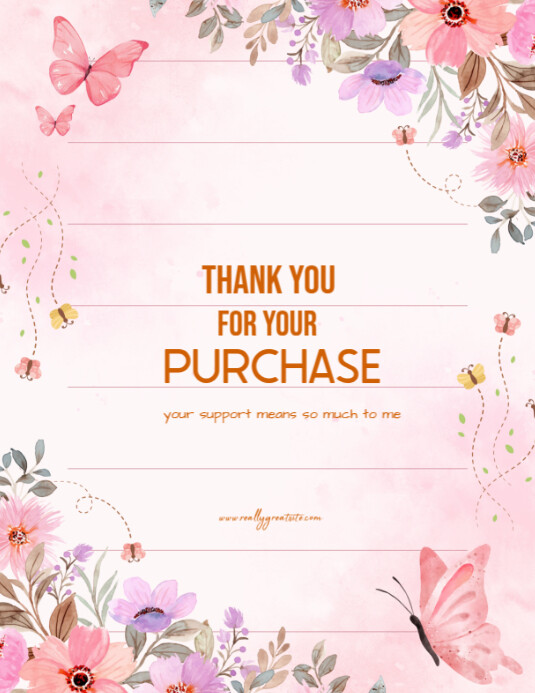 White Joyful Thank You For Your Purchase Flyer (us Letter) Template ...
