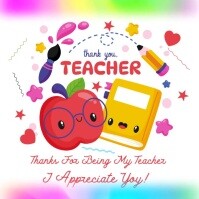White Joyful Thank You Teacher Video Instagram Post template