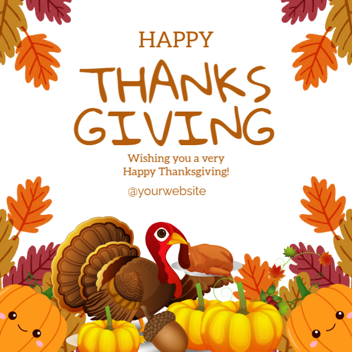 White Joyful Thanks Giving Instagram Post Template | PosterMyWall