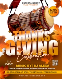 White Joyful Thanksgiving Celebration Party Poster/wallboard template