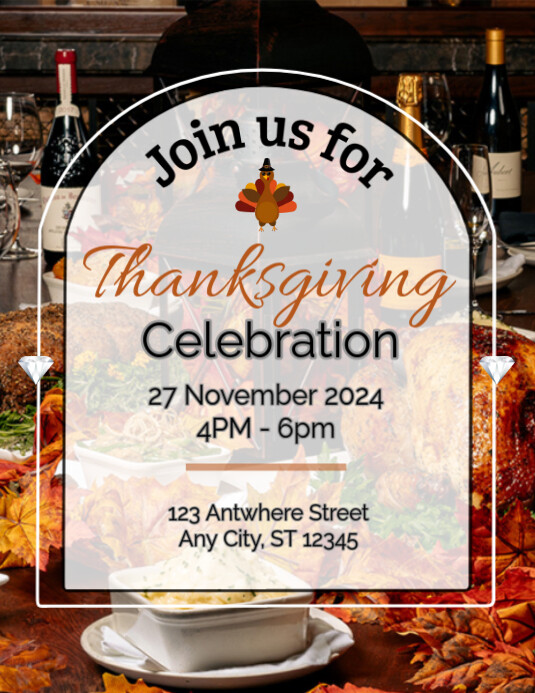 White Joyful Thanksgiving Flyer Flyer (us Letter) template