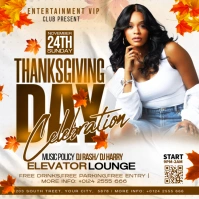 White Joyful Thanksgiving Party Flyer Design Template, Thanksgiving Party Ad, Thanksgiving Dinner Ho Instagram Post