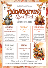 White Thanksgiving Spirit Week A6 Template