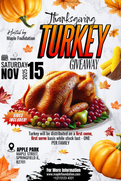Turkey Raffle Template Copy of White Joyful Thanksgiving Turkey Giveaway Template Design ...