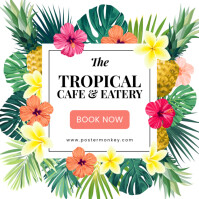 White Joyful The Tropical Cafe Instagram Post template
