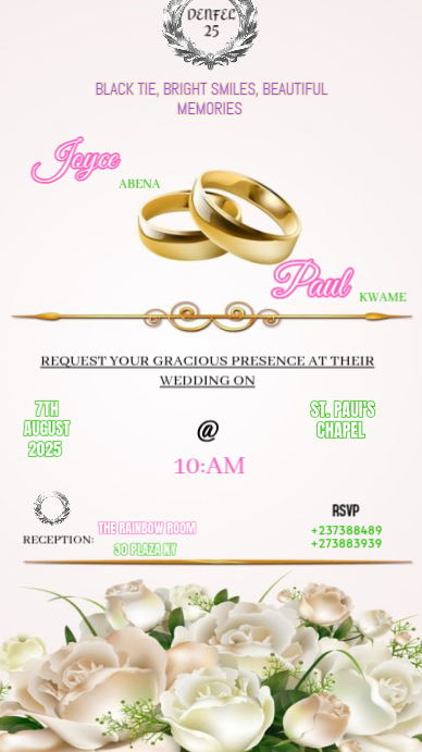 White Joyful This Image Is A Formal, Elegant Wedding Invitation Designed As A Digital Flyer Instagra Instagram Story template