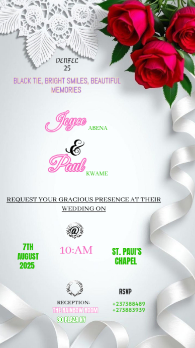 White Joyful This Is A Formal And Elegant Wedding Invitation Template Designed With A Clean, Classic Instagram Story