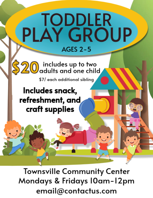 White Joyful Toddler Play Group Flyer Template | PosterMyWall
