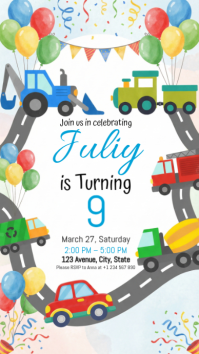 White Joyful Transportation Birthday Invitation Instagram Story template