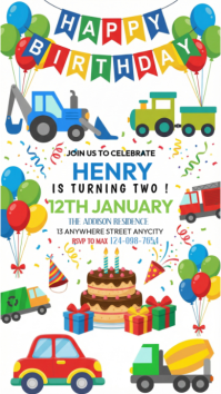 White Joyful Transportation Themed Birthday Flyer Instagram Story template