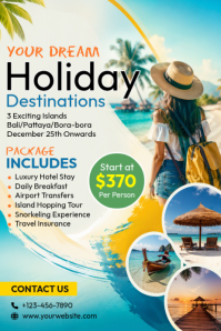 白色 Travel Package Poster Template