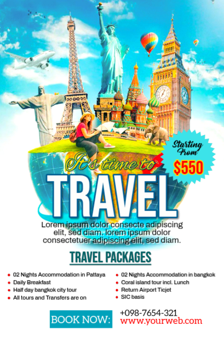 Package Poster Sample White Travel Packages Posters Template | PosterMyWall