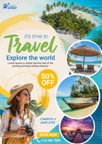 สีขาว Travel Promotion A4 Template