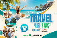 White Tropical Vacation Package Ishidi elingu 4' × 6' Template