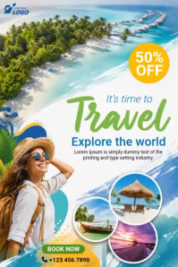 White Travel Promotion Cartaz Template