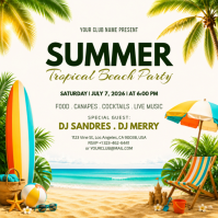 White Joyful Tropical Beach Party Instagram Post template