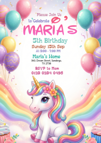 Weiß Birthday Party Invitation A6 Template
