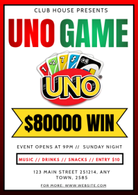 สีขาว UNO Game Night A4 Template