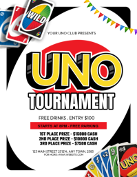 White UNO Tournament Flyer Template