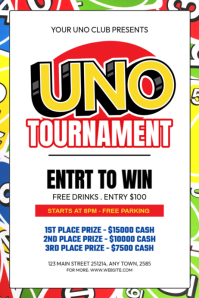สีขาว UNO Tournament Poster Template