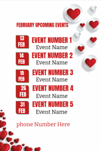 White Joyful Upcoming Events February  Pinterest Graphic template