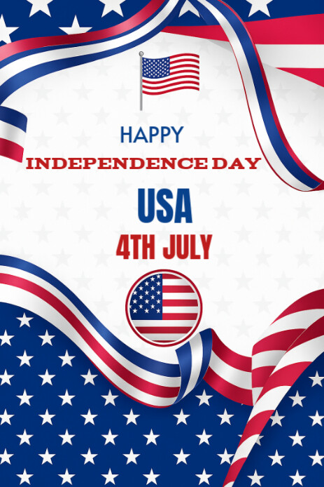 White Joyful Usa Independence Day  Pinterest Graphic template