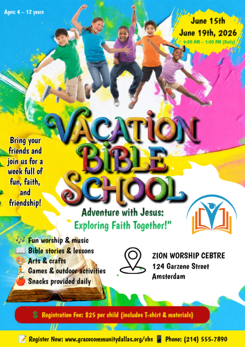 Vacation Bible School Flyers Template | PosterMyWall