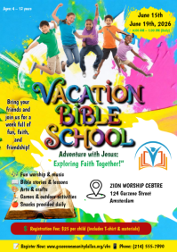 White Joyful Vacation Bible School A1 template