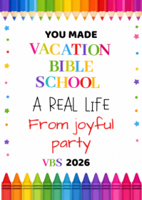 White Joyful Vacation Bible School A6,Summer VBS, VBS 2026 ,Vacation Bible School Flyer, Children's template