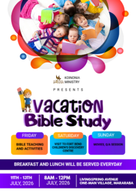 White Joyful Vacation Bible School A6 template