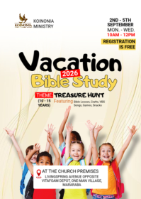 White Joyful Vacation Bible School A6 template