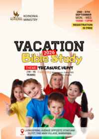 White Joyful Vacation Bible School A6 template