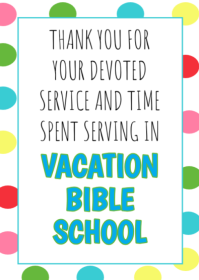 White-Joyful-Vacation-Bible-School-Appreciation-And-Thankyou A6 template