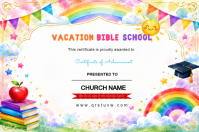 White Vacation Bible School Certificate Label Template