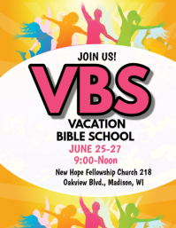 White Joyful Vacation Bible School Flyer Løbeseddel (US Letter) template