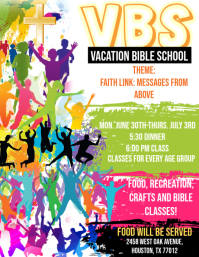 White Joyful Vacation Bible School Flyer ใบปลิว (US Letter) template