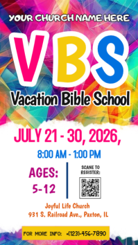 White Joyful Vacation Bible School Instagram Story template